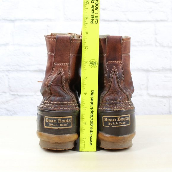 Vintage LL Bean Unlined Brown Leather Lace-up Duck Ankle Boots Size 6 M - Picture 7 of 9